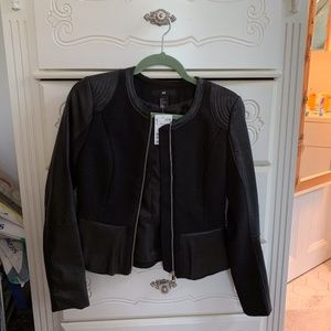 BNWT H&M Mixed Media Faux Leather Peplum Jacket